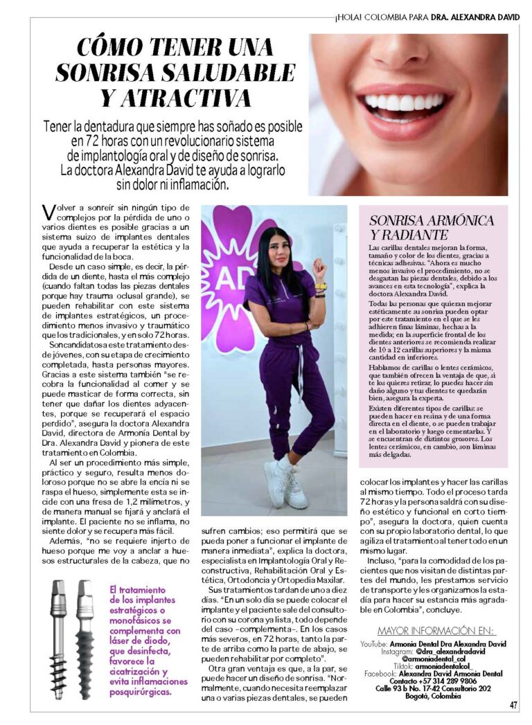 Revista Hola – Cómo Tener Una Sonrisa Saludable y Atractiva